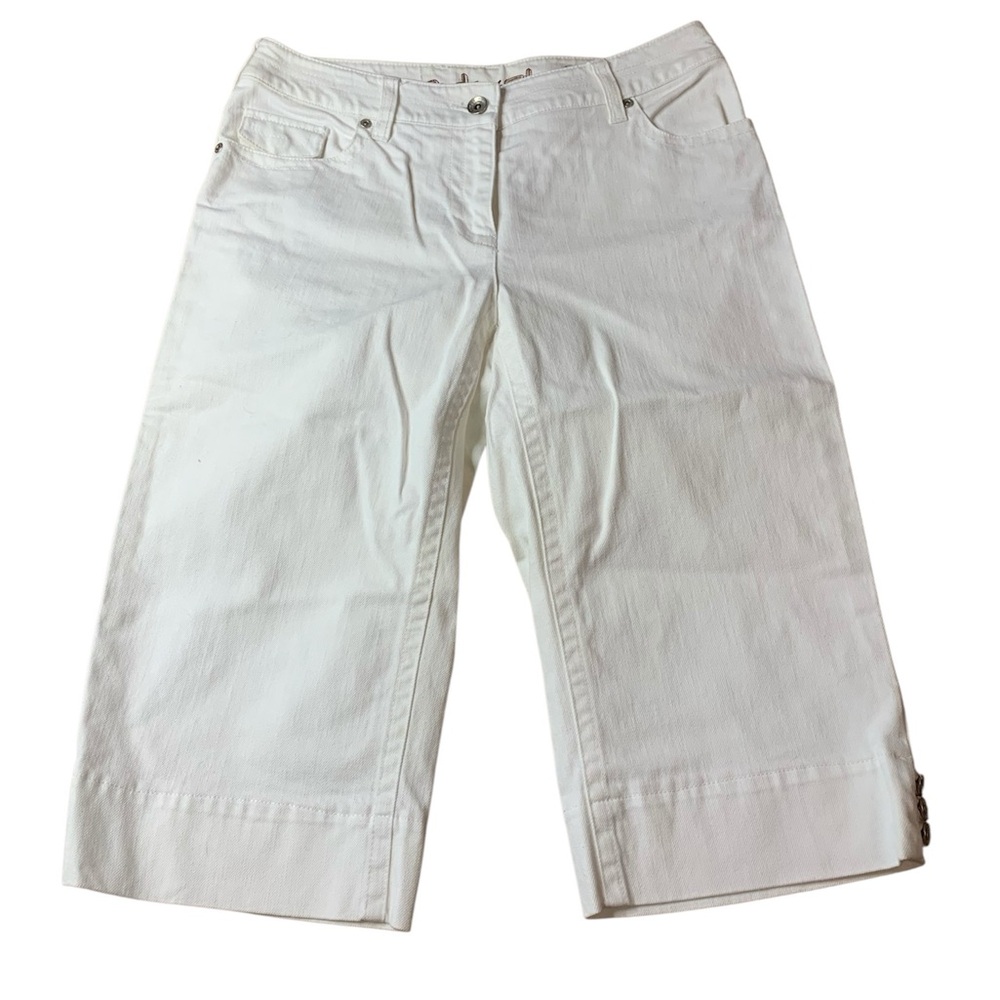 CONTRAST White Denim Capri Jeans Size 7 Stretch Y2K